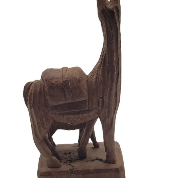 Llama, Llama Animal Hand Carved Wood Figurine Mom & Baby Brown Color Folk Art - Picture 7 of 9